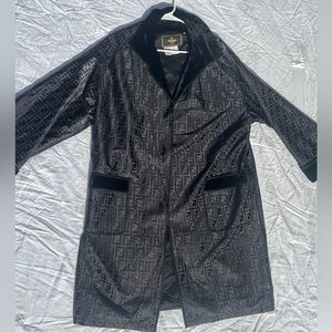 Vintage Fendi Monogram Coat Trench Coat Velvet lined